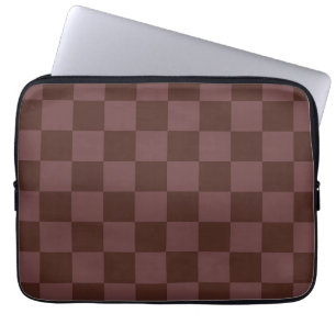 Donkere donkerbruine checkboard laptop sleeve