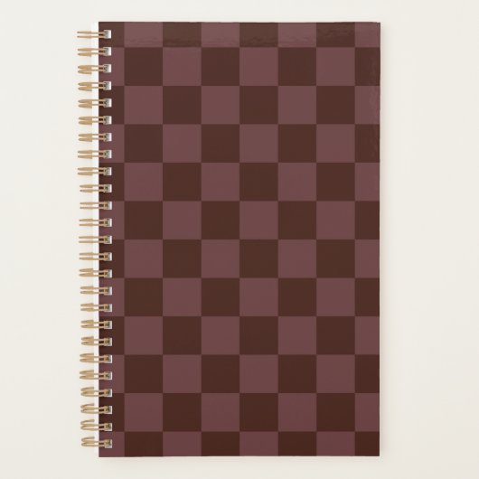 Donkere donkerbruine checkboard planner (Voorkant)