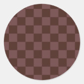 Donkere donkerbruine checkboard ronde sticker (Voorkant)