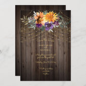 Donkere donkerbruine strijkvellen zonnebloemen save the date (Voorkant / Achterkant)