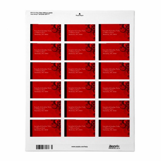 Donkere donkerrode orgothische Adresetiketten Etiket (Full Sheet)