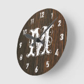 Donkere door Barn Wood geïnspireerde monogram klok (Hoek)