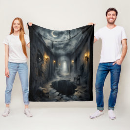 Donkere, door spoken gefantaseerde gang met maanve fleece deken
