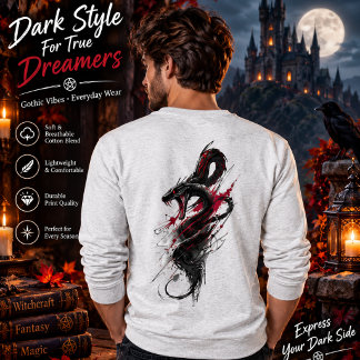 Donkere Draak Horror T-shirt – Gotische Rood & Zwa