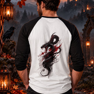 Donkere Draak Horror T-shirt – Gotische Rood & Zwa