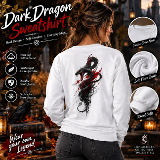 Donkere Draak Horror T-shirt – Gotische Rood & Zwa