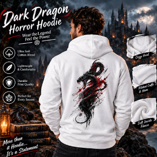 Donkere Draak Horror T-shirt – Gotische Rood & Zwa