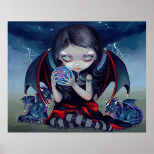 Donkere Dragoning ART PRINT gothic dragon fairy (Voorkant)