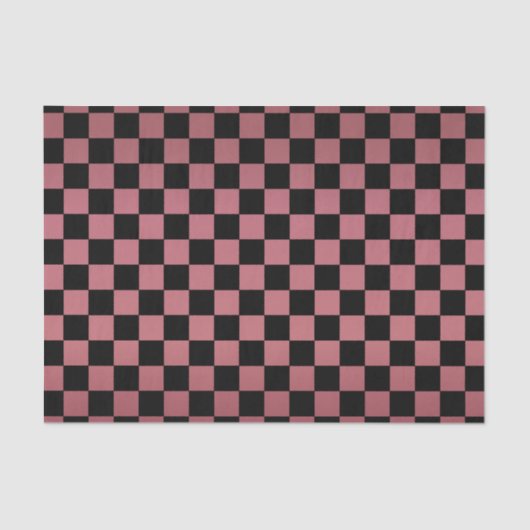 Donkere, droge Roos en zwarte cheques Tissuepapier (Voorkant)