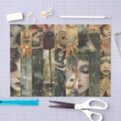 Donkere Dromerige Fantasy Tuin Collage Decoupage Tissuepapier (Craft)