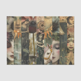 Donkere Dromerige Fantasy Tuin Collage Decoupage Tissuepapier