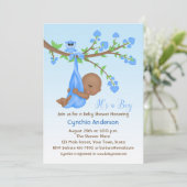 Donkere, dunne babyjongen in de boom, Baby shower Kaart (Staand voorkant)