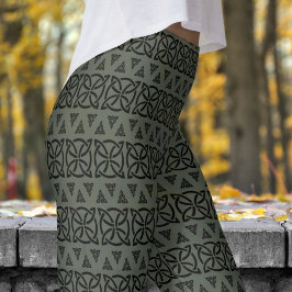 Donkere Ebony en Black Banded Tribal Pattern Leggings