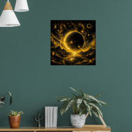 Donkere Eclips met Gouden Filigraan — Kosmische Fa Poster