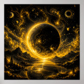 Donkere Eclips met Gouden Filigraan — Kosmische Fa Poster (Voorkant)