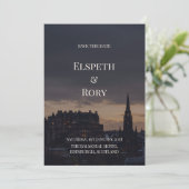 Donkere Edinburgh Silhouette Save the Date Kaart | (Staand voorkant)