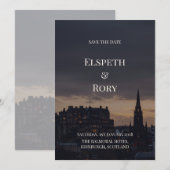 Donkere Edinburgh Silhouette Save the Date Kaart | (Voorkant / Achterkant)