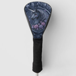 Donkere eenhoornportret in een rond Lijst Golfheadcover