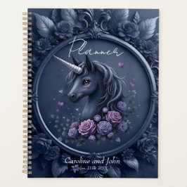 Donkere eenhoornportret in een rond Lijst Planner