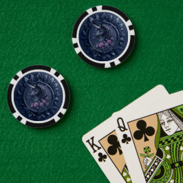 Donkere eenhoornportret in een rond Lijst Poker Chips
