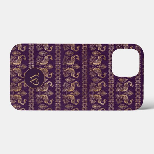 Donkere eicelplanten met monogram Case-Mate iPhone case (Achterkant (horizontaal))