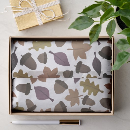 Donkere eikel en blad tissuepapier (Geschenk)
