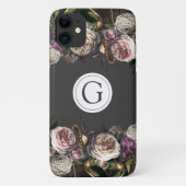 Donkere Elegance Floral Monogram iPhone Case-Mate iPhone Case (Achterkant)