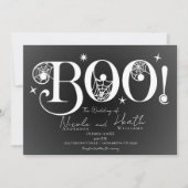 Donkere Elegant BOO Black White Halloween Weddensc Kaart (Voorkant)