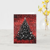 Donkere Elegant Red en zwarte kerstboom Kaart (Gele Bloem)