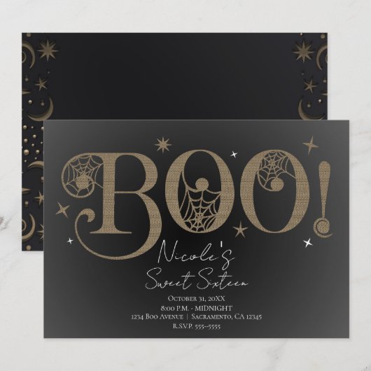 Donkere Elegant Rustic BOO Magical Halloween Sweet Kaart (Voorkant / Achterkant)