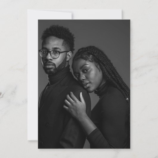 Donkere Elegante Bloemige Marine Huwelijksfoto Save The Date (Achterkant)