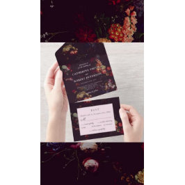 Donkere Elegante Bourgondiër Droevige Bloemige Fot Save The Date