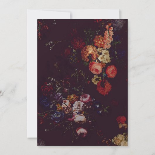 Donkere Elegante Bourgondiër Moody Bloemige Trouwd Kaart (Achterkant)