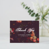 Donkere Elegante Burgundy Sfeervolle Bloem Briefkaart (Staand voorkant)