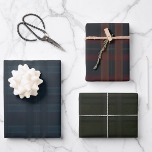 Donkere Elegante Kerstmis Ruitpatroon Inpakpapier Vel
