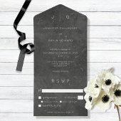 Donkere Elegante Minimalistische Moderne Bruiloft All In One Uitnodiging