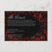Donkere Elegante Rode & Zwarte Gotische Damast Huw Informatiekaartje (Voorkant)