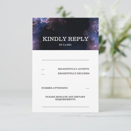 Donkere Elegante Ruimte Melkweg Hemel Thema RSVP a (Staand voorkant)