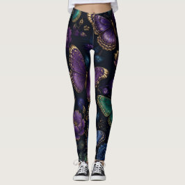 Donkere Elegante Vlinderpatroon Leggings