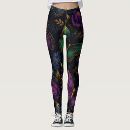 Donkere Elegante Vlinderpatroon Leggings