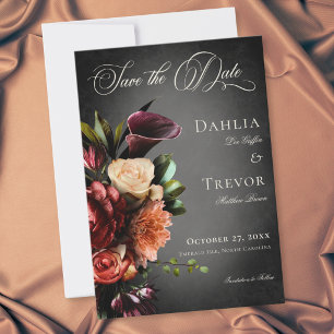 Donkere Elegante Wazige Herfst Bloemige Bruiloft Save The Date