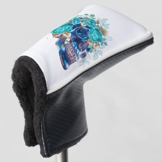 Donkere Elegantie Golf Head Cover – Blue Bloom Req (3/4 voorkant)