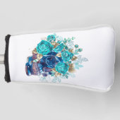 Donkere Elegantie Golf Head Cover – Blue Bloom Req (Voorkant)