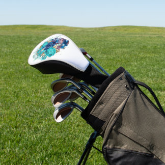 Donkere Elegantie Golfhoes – Blue Bloom Requiem Golfheadcover