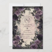 Donkere elegantie met Paarse Rozen & kant Kaart (Voorkant)