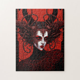 Donkere Elf Demon Red Black Fantasy Art Legpuzzel