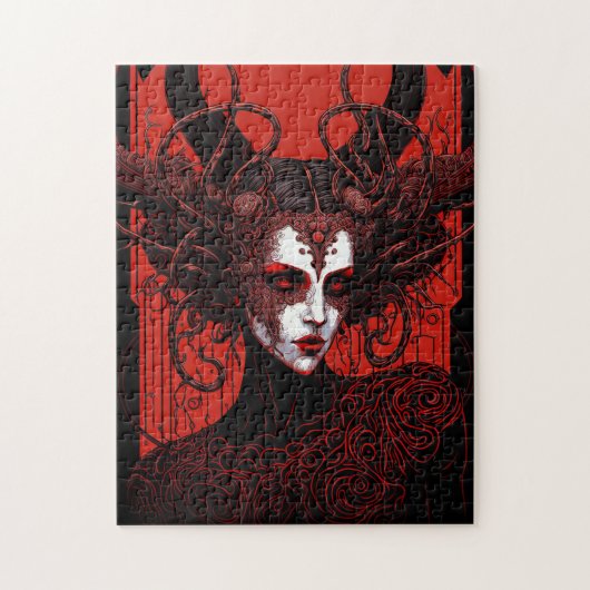Donkere Elf Demon Red Black Fantasy Art Legpuzzel (Verticaal)