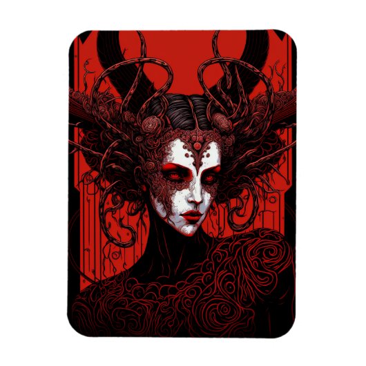 Donkere Elf Demon Red Black Fantasy Art Magneet (Verticaal)