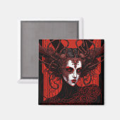 Donkere Elf Demon Red Black Fantasy Art Magneet (Voorkant / Achterkant)