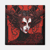 Donkere Elf Demon Red Black Fantasy Art Magneet (Voorkant)